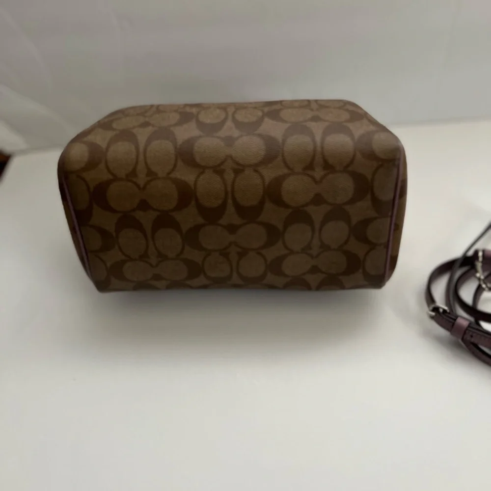 Coach Small Rowan CC signature brown and Lilac trim Crossbody Bag - Picture 7 of 15